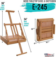 US Art Supply. Mesa caballete de madera portátil La Jolla de 36 pulgadas con cajón de madera de 4 compartimientos. - Arteztik
