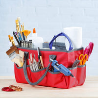 Gran bolsa de almacenamiento para manualidades con 10 bolsillos | álbum de recortes, costura, suministros de arte, organizador con asas, estuche de transporte perfecto para viajes, escuela, suministros médicos u oficina | azul cielo - Arteztik
