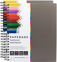 Cuaderno de bocetos 2 unidades, tapa dura encuadernado en espiral, 80 hojas, 74 libras, papel de dibujo sin ácido blanco con perforado 8.5 por 11 en páginas, para artistas profesionales y estudiantes, cubierta negra - Arteztik
