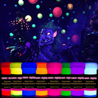 neon nights brilla en la oscuridad - pintura luminosa, fosforescente, autoiluminante, 8 unidades - Arteztik
