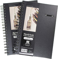 Libros de bocetos de tapa dura, paquete de 2 cuadernos de 6.0 x 9.0 in, con alambre espiral y lazo para lápiz, total de 160 hojas de bloc de bocetos, papel de dibujo sin ácido, perfecto para bolígrafo, lápiz de color, pastel y grafito. - Arteztik
