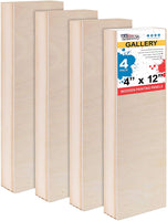 U.S. Art Supply - Tableros de madera de abedul para verter, 4 x 12 pulgadas, galería, 1 – 1/2 pulgadas de profundidad, cuna (paquete de 4) – Lienzo de pared de madera de profundidad de artista – Pintura para manualidades mixtas, acrílico, aceite, encausta - Arteztik

