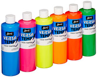 Sax 1440727 Versatemp Paquete de 6 temperas. Botellas de 1 pinta de colores fluorescentes surtidos. - Arteztik
