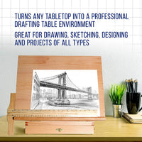 US Art Supply - Tabla de dibujo y bocetos de madera ajustable con cajón de almacenamiento - Arteztik
