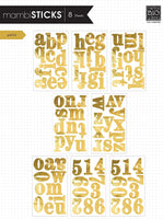 Me & My Big Ideas mambisticks siglo minúsculas Oro Foil Pegatinas, 8 hojas - Arteztik
