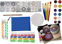 50 PC Mandala Rock Dotting Kit with Paint and Instructions, Mandala Dotting Tools, Rock Painting Kit for Adults, Instructions How to Dot Paint, Dot Painting Tool kit with Storage Bag, Mandala Stencil - Arteztik
