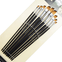 Filbert - Juego de 9 pinceles de pintura para artistas, de nailon, con mango largo, para aceites, acrílicos, gouache y acuarela - Arteztik
