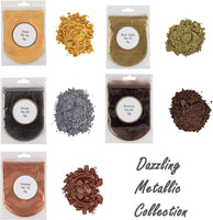 Pigmento metálico de resina epoxi de 10 colores dorados, plateados, azules y rojos. Colecciones de tinte de resina metálico para brillo de labios con suministros de mezcla, kit de resina - Arteztik
