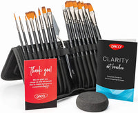 Juego de pinceles de pintura Daco Clarity 15 piezas+1, pinceles de arte con paleta de cuchillos, esponja de pintura y estuche de organización estable, se puede utilizar como pinceles de pintura acrílica, pinceles de pintura al óleo o pinceles de acuarela - Arteztik

