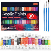 Juego de pintura acrílica, 30 tubos de 0.4 fl oz, calidad de artista, pigmentos ricos no tóxicos, ideal para niños y adultos, pintura profesional sobre lienzo, madera, arcilla, tela, cerámica - Arteztik
