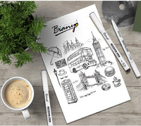Bianyo - Juego de 9 rotuladores de punta fina resistentes al agua para acuarela, diseño de marcadores, cómics, letras, revistas, ilustración, gráficos, bocetos - Arteztik
