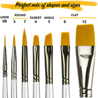 Pinceles de pintura Artista para Pintura Acrílica Aceite de acuarela - Brochas de pintura corporal y facial Best Art Supplies - Juego de 7 pinceles para adultos y niños - Arteztik
