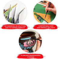 Juego de pinceles de pintura en miniatura de 7 piezas + 1 de DACO, juego de pinceles de pintura con mangos de madera ergonómicos, soporte para pinceles de pintura y bolsa de viaje, apto para pintura acrílica, aceite, acuarela, pintura por números para adu - Arteztik
