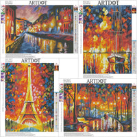 ARTDOT 5D Kit de pintura de diamante para adultos, paquete de 4 taladros completos de diamante, suministros de lienzo para adultos, principiantes, decoración de pared para el hogar, 12 x 16 pulgadas - Arteztik
