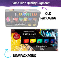 Artesanía 4 All Pintura Acrílica Studio pinturas Set pintura Kit Profesional para lona, madera, barro, tela, estudiantes de Nail Art, cerámica & Crafts. & profesionales (12 x 75ml grande Tubos) - Arteztik
