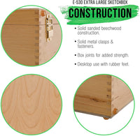 U.S. Art Supply Grand Cayman - Caballete de madera ajustable con 2 cajones, paleta de pintura, madera de haya de primera calidad, maletín de madera portátil para artistas, pintura artística, marcadores, bocetos, dibujos. - Arteztik
