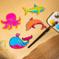 Bright Creations - Recortes de madera sin terminar para manualidades (24 unidades), diseño de animales marinos - Arteztik
