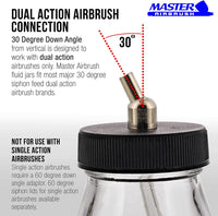 Master aerógrafo marca caja de 10-each tb-010 aspiradora 2.7-ounce, (80cc) botellas de vidrio con ángulo de 30 ° adaptador tapa tarros de montaje tapa adaptador dual-action sifón Air Brush Depot aerografía accesorios, funciona con Dual Action Master, Badg - Arteztik

