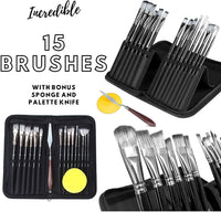 Juego de pintura acrílica – Suministros de pintura profesional – Tubos de pintura de 0.7 fl oz x 12, paneles de 8 x 10 x 6, 15 pinceles, cuchillo de pintura y esponja – Kit para adultos, adolescentes, estudiantes - Arteztik
