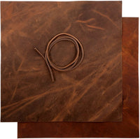 Hojas de piel de piel auténtica para pendientes, cartera de cuero y artesanías – Cuero auténtico de búfalo de grano completo, sin hojas de piel sintética – Marrón oscuro y ruso (2 hojas + cordón de cuero) - Arteztik
