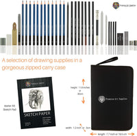 Kit de dibujo de alta calidad, incluye lápices de dibujo y dibujo, almohadilla de dibujo A5; juego de arte de 41 piezas de calidad profesional, presentado en estuche resistente con soportes plegables integrados. - Arteztik

