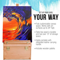 U.S. Art Supply Grand Cayman - Caballete de madera ajustable con 2 cajones, paleta de pintura, madera de haya de primera calidad, maletín de madera portátil para artistas, pintura artística, marcadores, bocetos, dibujos. - Arteztik
