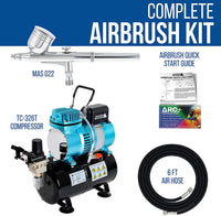 Master Airbrush, G22, juego de aerógrafo con compresor Master TC-20T con tanque de aire, manguera neumática y acción dual G22, alimentación por gravedad - Arteztik
