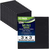 US Art Supply - Lienzo decorativo (3.0 x 3.0 in, 12 unidades), color negro - Arteztik
