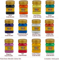Flash Premium - Juego de 12 pinturas acrílicas iridiscentes metálicas, 1.7 fl oz, altamente pigmentadas y resistentes a la decoloración, no tóxicas, pintura multisuperficie para artistas, pintores y niños - Arteztik
