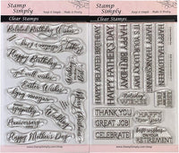 Sello simplemente sellos transparentes todos los ocasión sentimientos de cumpleaños, jubilación, día festivo y mucho más (Pack de 2) 25 piezas - Arteztik
