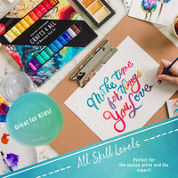 Crafts 4 All 24 - Juego de pintura para acuarelas de alta calidad para artistas, estudiantes y principiantes, perfecto para pinturas de paisajes y retratos en lienzo (24 x 0.4 fl oz) - Arteztik
