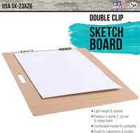 US Art Supply 23" X 26" Artist Sketch Tote Board Bundled with 11" x 14" Side Spiral Bound - 60lb Sketch Drawing Pad (Pack of 2 Pads) - 100 Sheets in Each Sketch Paper Pad - Arteztik
