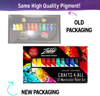 Caja de acuarelas Crafts 4 All con 12 tubos de pintura de la mejor calidad, para artistas, estudiantes y principiantes; perfectas para pintar paisajes y retratos sobre lienzo - Arteztik
