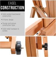 U.S. Art Supply Master caballete de madera multifunción, para estudio, artista, con marco en H ajustable, se inclina plano, mástil se ajusta a 97 pulgadas de alto, soporte de lona de pintura de madera de haya resistente con ruedas - Arteztik
