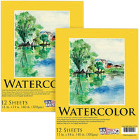 U.S. Art Supply - Bloc de papel para pintura de acuarela de 11.4 x 14.0 in, 140 libras (10.58 oz/m²), almohadilla de 12 hojas (paquete de 2 almohadillas) - Arteztik
