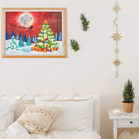 Kit de pintura de diamante para adultos 5D con diamantes para manualidades con dibujo de trineo de árbol de Navidad con dibujo de trineo de diamantes por número con taladro de arte gemático y puntos, 16.0 x 12.0 in - Arteztik
