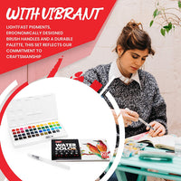 Paint Mark 48 Juego de pintura de acuarela con 2 rotuladores de pincel de mezcla, paleta de pintura de acuarela incluye 20 hojas de papel de color de agua y estuche de almacenamiento. - Arteztik
