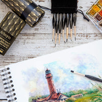 Artegria - Juego de 8 pinceles de pintura en miniatura con puntas extrafinas, mango ergonómico, puntero en ángulo para modelos de pequeña escala de arte y pintura por números para adultos, aceite acrílico para acuarela - Arteztik
