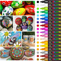 Emooqi - Juego de 18 rotuladores de pintura acrílicos para rocas, manualidades, cerámica, vidrio, madera, tela, lienzo, suministros para manualidades - Arteztik
