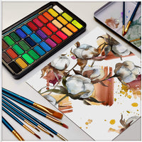 Bianyo - Juego de acuarelas de 36 colores vibrantes, papel de acuarela, paleta de pinceles para pintura de niños y adultos, para colorear, estuche de regalo de viaje - Arteztik
