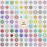 100 Pack Mandala Stencils for Painting - Templates for Rocks Walls Wood Canvas Floors Furniture Tile Segment and Dotting Stones Fabric Small Design 3.6x3.6 Inch Reusable Dot Art Tools Large Set - Arteztik
