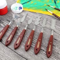 StarVAST - Juego de 9 cuchillos de paleta para artistas, acero inoxidable, espátula de mezcla flexible con asas de madera resistentes para pintura al óleo acrílica, mezcla de efectos especiales - Arteztik
