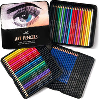 Juego de 72 lápices de arte con 15 bocetos, 24 colores al óleo, 24 acuarelas y 9 lápices de carbón. Para principiantes, adultos y profesionales. - Arteztik
