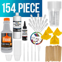 Suministro de arte de Estados Unidos – 1 cuarto de galón Floetrol Aditivo de Suministro de Pintura de lujo Medio Kit para mezclar, epoxi, resina – Aceite de silicona, 1 y 10 oz vasos de plástico, Mini soportes de pintura, palos, paletas cuchillos - Arteztik
