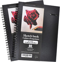 Libros de bocetos de tapa dura, paquete de 2 cuadernos de 6.0 x 9.0 in, con alambre espiral y lazo para lápiz, total de 160 hojas de bloc de bocetos, papel de dibujo sin ácido, perfecto para bolígrafo, lápiz de color, pastel y grafito. - Arteztik
