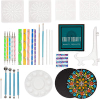 Krafty Bobafty Mandala Dotting Tools Set - 28 piezas de rocas de pintura, juego de arte de calidad Stylus Craft, diseños de pintura en plantillas redondas (incluidas), así como pintura y lienzos de cualquier forma o tamaño. - Arteztik
