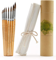 Cepillos de acuarela de distracción dinámica para pintar – Juego de 9 pinceles de acuarela de color redondo – Tamaño cómodo del mango – perfecto para artistas profesionales y obbyistas que utilizan acuarela, acrílico y aceite - Arteztik
