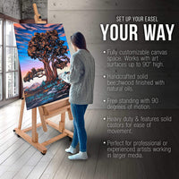 US Art Supply Malibu extragrande H-Frame Deluxe – Caballete de madera Studio con inclinación ajustable y ruedas Caster - Arteztik
