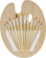 US Art Supply - Juego de pinceles (12 piezas, 9.0 x 12.0 in), diseño de paleta de madera - Arteztik
