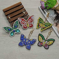 Soleebee 5 piezas DIY 5D completo taladro diamante pintura llavero por número Kit mosaico hacer doble cara taladro colgante cristal Rhinestones llavero bolsa regalo (mariposa) - Arteztik
